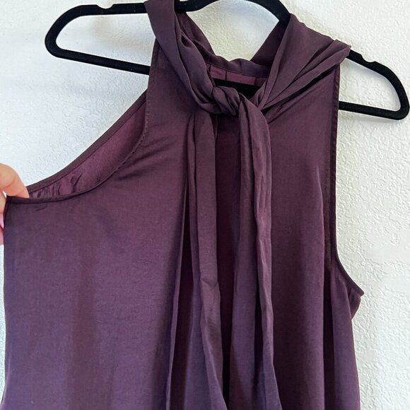 Banana Republic Saba Bow-Neck Sleeveless Blouse Top Dark Plum Size Large - Picture 1 of 8